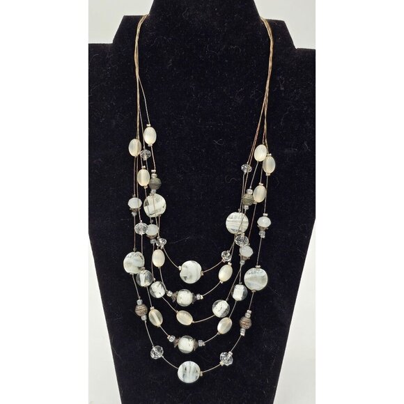 Unbranded Jewelry - Vintage Multi-Strand Beaded Necklace w/ Different Styles of White Art Glass